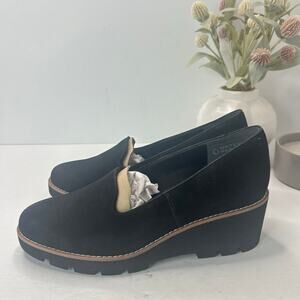 Vionic Willa Wedge Loafers Suede Slip On Black Women's 10 Wide Tried On